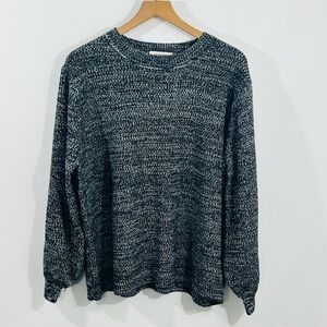 Zenana Heather Gray Knit Long Sleeve Pullover Sweater With Bottle Cap Sleeves XL